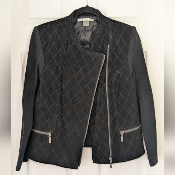 Vintage Peter Nygard Women's Jacket Suede Leather And Knit Zip Up Size M Petites - Picture 2 of 16